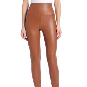 Cognac Faux Leather Leggings